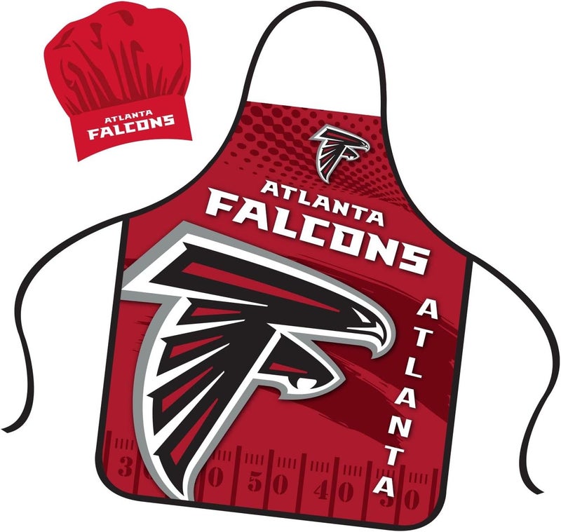 Mojo Licensing Atlanta Falcons Apron Chef Hat Set Full Color Universal Size Tie Back Grilling Tailgate BBQ Cooking Host - Image 2